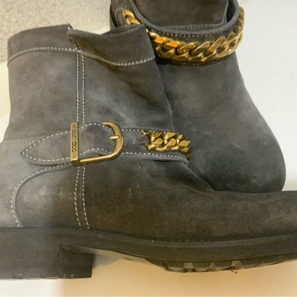 Jimmy Choo 132 Daze Waxed Toe Suede Chain Moto Combat Booties SZ 36/US 6 - Picture 13 of 13
